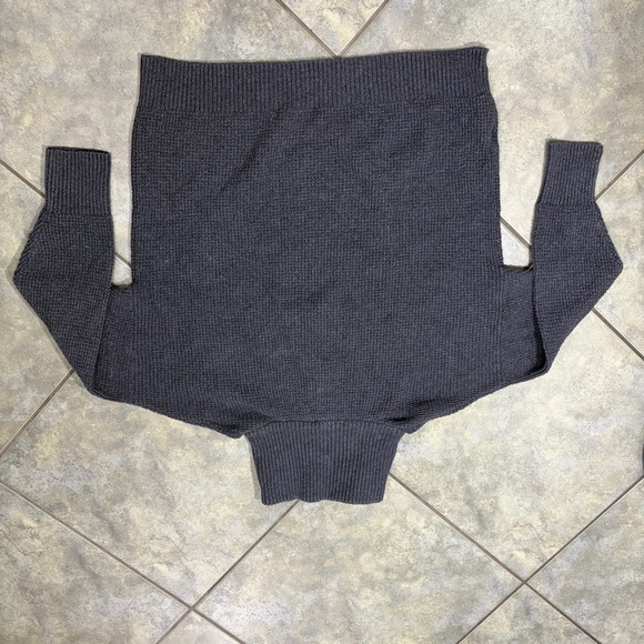 Aerie Women's Sweater CozyUp Waffle Knit Quarter Zip Gray Boxy Oversized Sz S - Picture 7 of 8